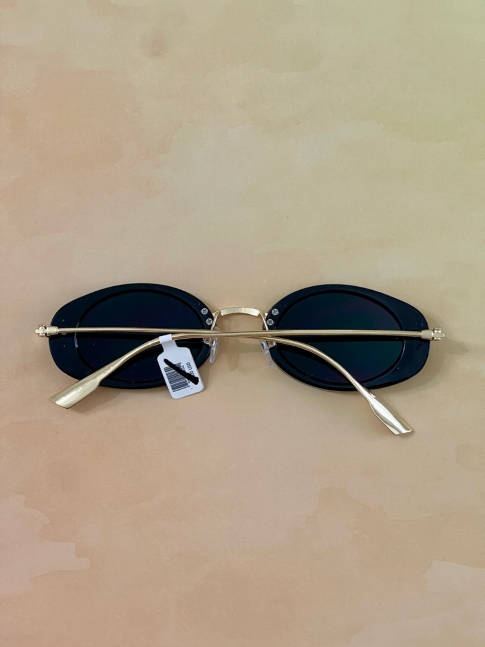 Free People Black Oval Frame Sunglasses with Gold Accents - Women Accessories - Picture 5 of 10